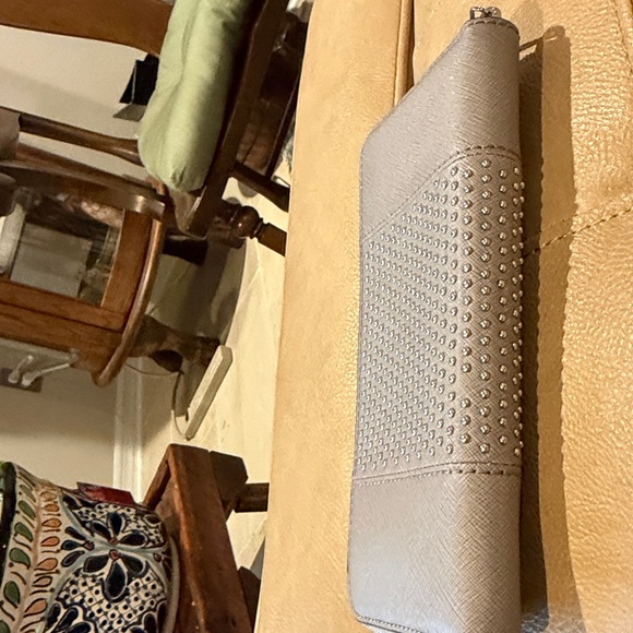 Michael Kors Light Gray Studded Key & Card Holder wallet 8 by 4 - Picture 4 of 8